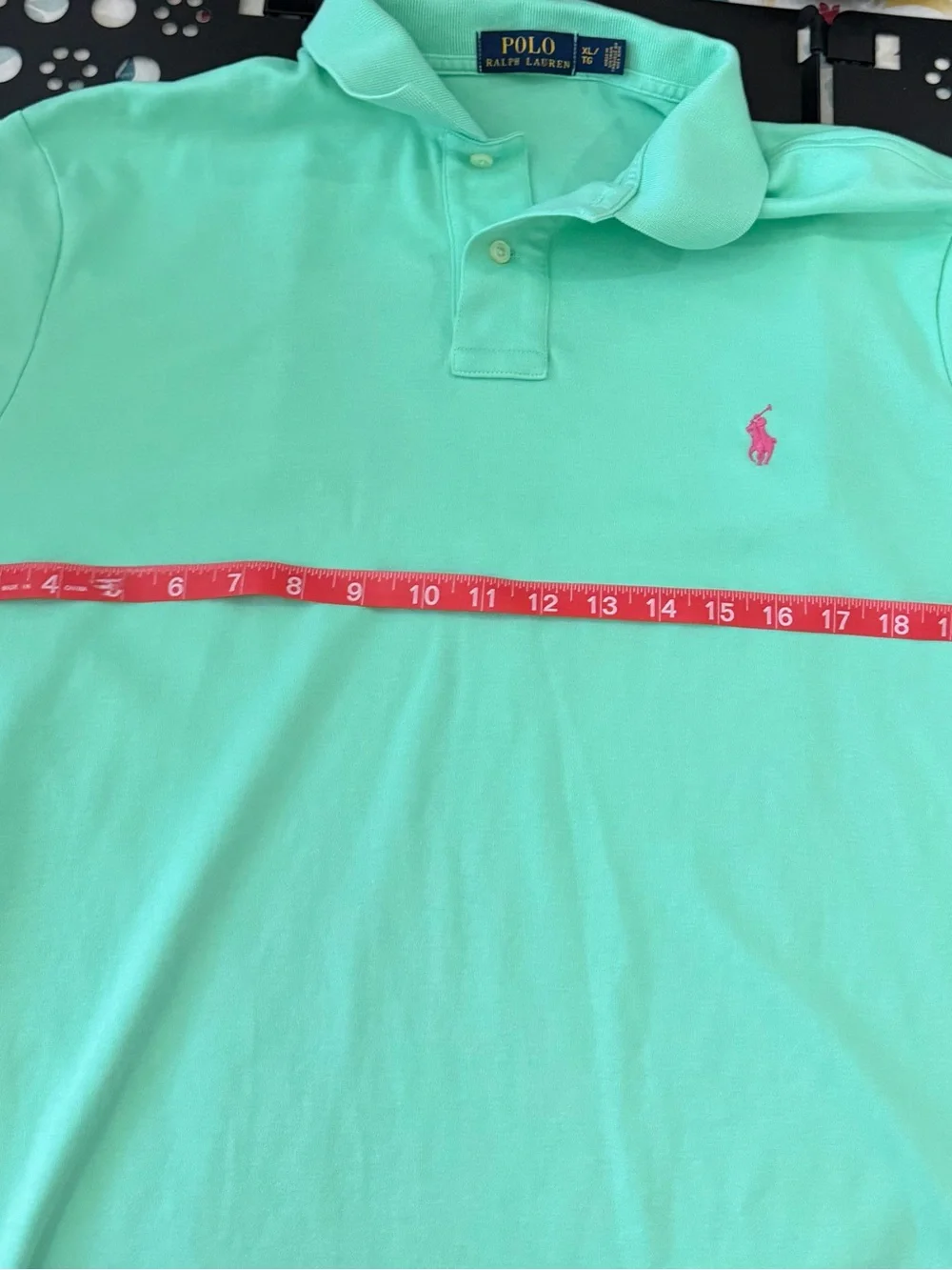 Polo by Ralph Lauren Mint Green Classic Polo Pink Pony Shirt XL